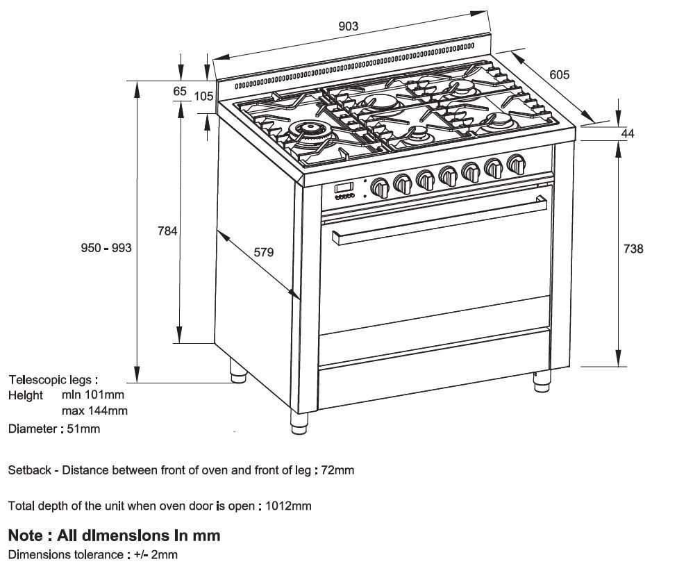 Kleenmaid Freestanding Dual Fuel Oven 90CM